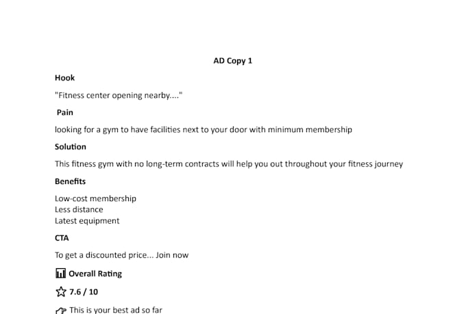 write facebook ad copy that sells